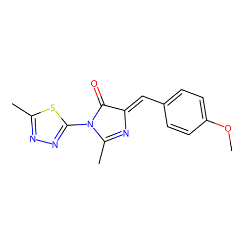 4H-Imidazol-4-one, 3,5-dihydro-5-((4-methoxyphenyl)methylene)-2-methyl-3-(5-methyl-1,3,4-thiadiazol-2-yl)- structure