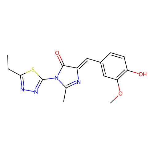 4H-Imidazol-4-one, 3-(5-ethyl-1,3,4-thiadiazol-2-yl)-3,5-dihydro-5-((4-hydroxy-3-methoxyphenyl)methylene)-2-methyl- structure