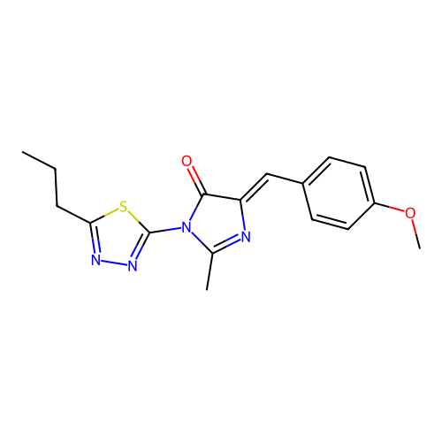 4H-Imidazol-4-one, 3,5-dihydro-5-((4-methoxyphenyl)methylene)-2-methyl-3-(5-propyl-1,3,4-thiadiazol-2-yl)- structure
