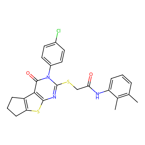 2-((3-(4-chlorophenyl)-4-oxo-4,5,6,7-tetrahydro-3H-cyclopenta[4,5]thieno[2,3-d]pyrimidin-2-yl)thio)-N-(2,3-dimethylphenyl)acetamide structure