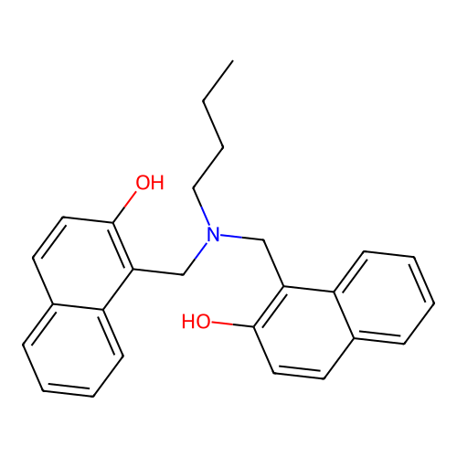 1,1'-[(Butylimino)dimethanediyl]dinaphthalen-2-ol structure