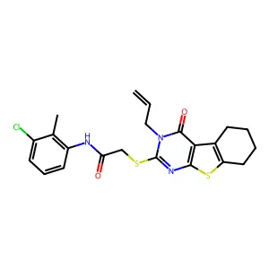 N-(3-chloro-2-methylphenyl)-2-{[4-oxo-3-(prop-2-en-1-yl)-3,4,5,6,7,8-hexahydro[1]benzothieno[2,3-d]pyrimidin-2-yl]sulfanyl}acetamide structure