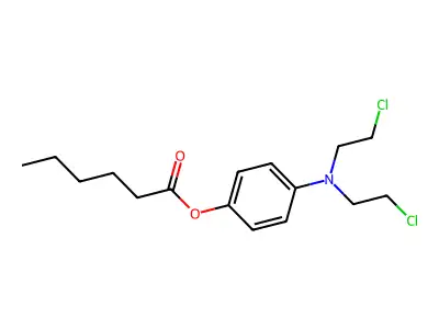 Phenol, p-(bis(2-chloroethyl)amino)-, hexanoate (ester) structure