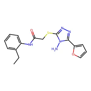 2-((4-amino-5-(furan-2-yl)-4H-1,2,4-triazol-3-yl)thio)-N-(2-ethylphenyl)acetamide structure