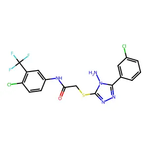 2-[4-amino-5-(3-chlorophenyl)(1,2,4-triazol-3-ylthio)]-N-[4-chloro-3-(trifluor omethyl)phenyl]acetamide structure