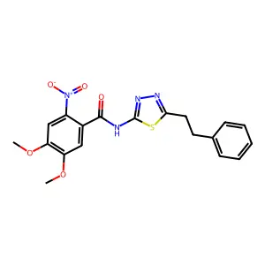 4,5-dimethoxy-2-nitro-N-(5-phenethyl-1,3,4-thiadiazol-2-yl)benzamide structure