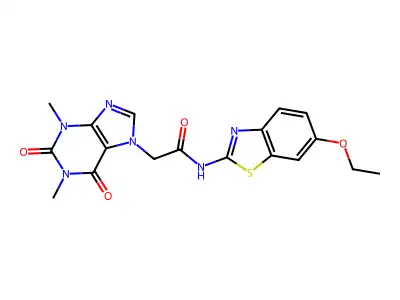 2-(1,3-dimethyl-2,6-dioxo-1,2,3,6-tetrahydro-7H-purin-7-yl)-N-(6-ethoxy-1,3-benzothiazol-2-yl)acetamide structure