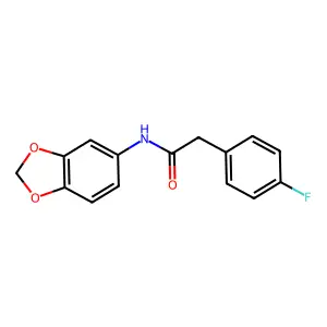 N-(1,3-benzodioxol-5-yl)-2-(4-fluorophenyl)acetamide structure
