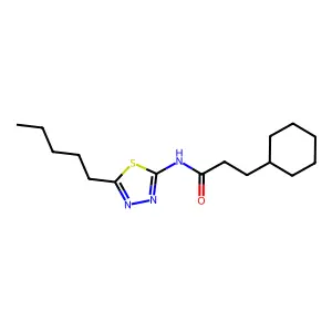 3-cyclohexyl-N-(5-pentyl-1,3,4-thiadiazol-2-yl)propanamide structure