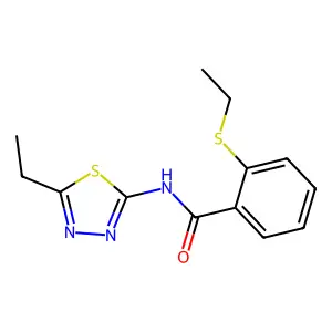 2-ethylsulfanyl-N-(5-ethyl-1,3,4-thiadiazol-2-yl)benzamide structure