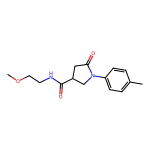 N-(2-methoxyethyl)-1-(4-methylphenyl)-5-oxopyrrolidine-3-carboxamide structure