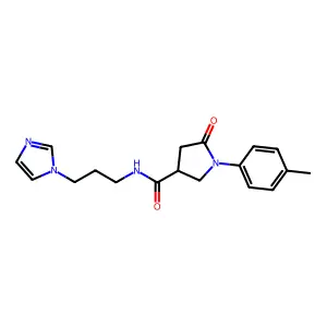 N-(3-imidazol-1-ylpropyl)-1-(4-methylphenyl)-5-oxopyrrolidine-3-carboxamide structure