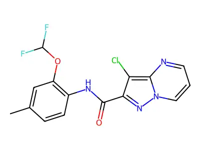 3-chloro-N-[2-(difluoromethoxy)-4-methylphenyl]pyrazolo[1,5-a]pyrimidine-2-carboxamide structure