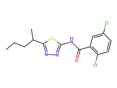 2,5-dichloro-N-(5-pentan-2-yl-1,3,4-thiadiazol-2-yl)benzamide structure