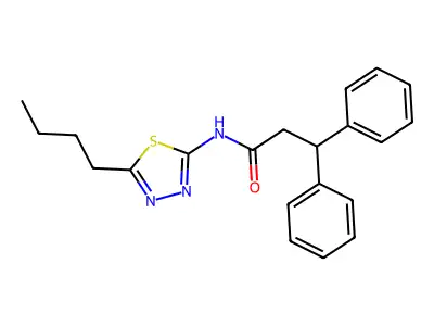N-(5-butyl-1,3,4-thiadiazol-2-yl)-3,3-diphenylpropanamide structure