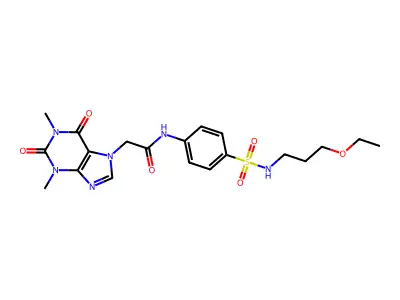 2-(1,3-dimethyl-2,6-dioxopurin-7-yl)-N-[4-(3-ethoxypropylsulfamoyl)phenyl]acetamide structure