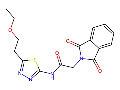 2-(1,3-dioxoisoindol-2-yl)-N-[5-(2-ethoxyethyl)-1,3,4-thiadiazol-2-yl]acetamide structure