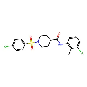 N-(3-chloro-2-methylphenyl)-1-(4-chlorophenyl)sulfonylpiperidine-4-carboxamide structure