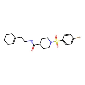 1-(4-bromophenyl)sulfonyl-N-[2-(cyclohexen-1-yl)ethyl]piperidine-4-carboxamide structure