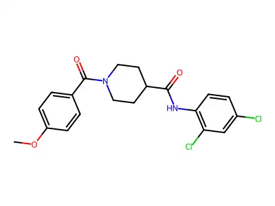 N-(2,4-dichlorophenyl)-1-(4-methoxybenzoyl)piperidine-4-carboxamide structure