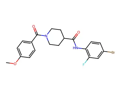 N-(4-bromo-2-fluorophenyl)-1-(4-methoxybenzoyl)piperidine-4-carboxamide structure