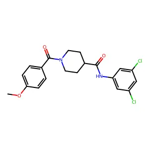 N-(3,5-dichlorophenyl)-1-(4-methoxybenzoyl)piperidine-4-carboxamide structure