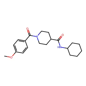N-cyclohexyl-1-(4-methoxybenzoyl)piperidine-4-carboxamide structure