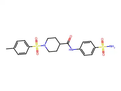 1-[(4-methylphenyl)sulfonyl]-N-(4-sulfamoylphenyl)piperidine-4-carboxamide structure