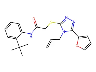 N-(2-tert-butylphenyl)-2-{[5-(furan-2-yl)-4-(prop-2-en-1-yl)-4H-1,2,4-triazol-3-yl]sulfanyl}acetamide structure