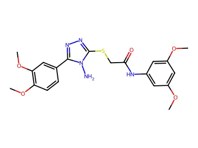 2-[4-amino-5-(3,4-dimethoxyphenyl)(1,2,4-triazol-3-ylthio)]-N-(3,5-dimethoxyph enyl)acetamide structure