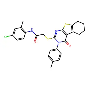 N-(4-chloro-2-methylphenyl)-2-{[3-(4-methylphenyl)-4-oxo-3,4,5,6,7,8-hexahydro[1]benzothieno[2,3-d]pyrimidin-2-yl]sulfanyl}acetamide structure