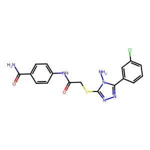 4-[({[4-amino-5-(3-chlorophenyl)-4H-1,2,4-triazol-3-yl]sulfanyl}acetyl)amino]benzamide structure