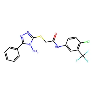 2-((4-amino-5-phenyl-4H-1,2,4-triazol-3-yl)thio)-N-(4-chloro-3-(trifluoromethyl)phenyl)acetamide structure