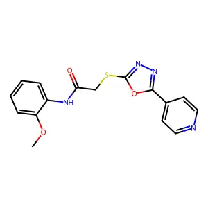N-(2-methoxyphenyl)-2-{[5-(pyridin-4-yl)-1,3,4-oxadiazol-2-yl]sulfanyl}acetamide structure