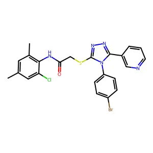 2-{[4-(4-bromophenyl)-5-(pyridin-3-yl)-4H-1,2,4-triazol-3-yl]sulfanyl}-N-(2-chloro-4,6-dimethylphenyl)acetamide structure