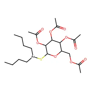 2,3,4,6-Tetra-O-acetyl-1-S-(dibutylarsanyl)-1-thiohexopyranose structure