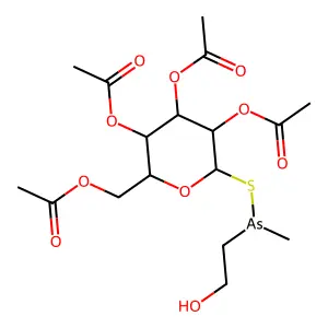 [3,4,5-triacetyloxy-6-[2-hydroxyethyl(methyl)arsanyl]sulfanyloxan-2-yl]methyl acetate structure