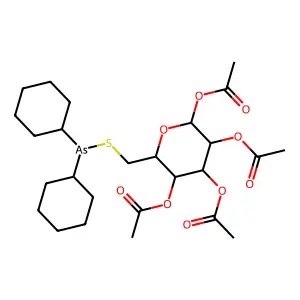 [4,5,6-triacetyloxy-2-(dicyclohexylarsanylsulfanylmethyl)oxan-3-yl] acetate structure