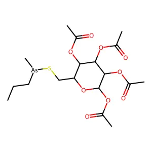 1,2,3,4-Tetra-O-acetyl-6-S-[methyl(propyl)arsanyl]-6-thiohexopyranose structure