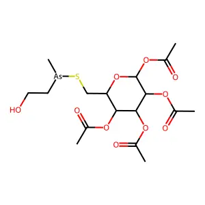 [4,5,6-triacetyloxy-2-[[2-hydroxyethyl(methyl)arsanyl]sulfanylmethyl]oxan-3-yl] acetate structure