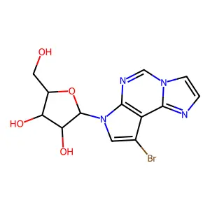 9-Bromo-7-pentofuranosyl-7H-imidazo[1,2-c]pyrrolo[3,2-e]pyrimidine structure