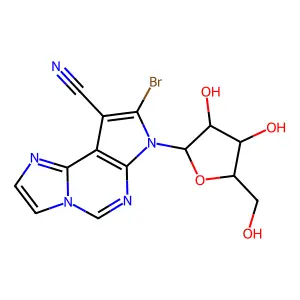 7H-Imidazo(1,2-c)pyrrolo(3,2-e)pyrimidine-9-carbonitrile, 8-bromo-7-pentofuranosyl- structure