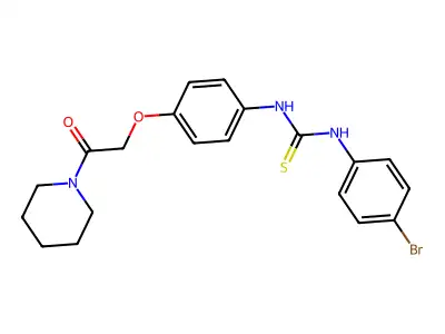 Piperidine, 1-((4-((((4-bromophenyl)amino)thioxomethyl)amino)phenoxy)acetyl)- structure