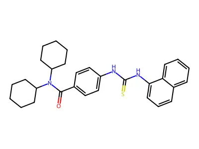 Benzamide, N,N-dicyclohexyl-4-(((1-naphthalenylamino)thioxomethyl)amino)- structure