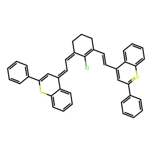 4-(2-(2-Chloro-3-(2-(2-phenyl-4H-thiochromen-4-ylidene)ethylidene)cyclohex-1-en-1-yl)vinyl)-2-phenylthiochromenylium structure