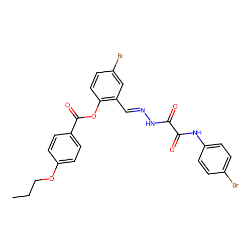 4-BR-2-(2-((4-Bromoanilino)(oxo)acetyl)carbohydrazonoyl)phenyl 4-propoxybenzoate structure