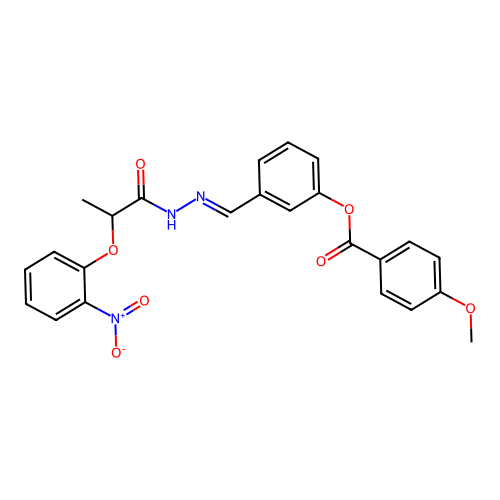 3-(2-(2-(2-Nitrophenoxy)propanoyl)carbohydrazonoyl)phenyl 4-methoxybenzoate structure