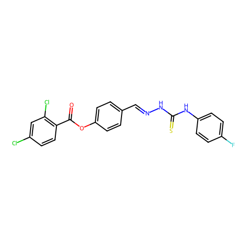 4-(2-((4-Fluoroanilino)carbothioyl)carbohydrazonoyl)phenyl 2,4-dichlorobenzoate structure