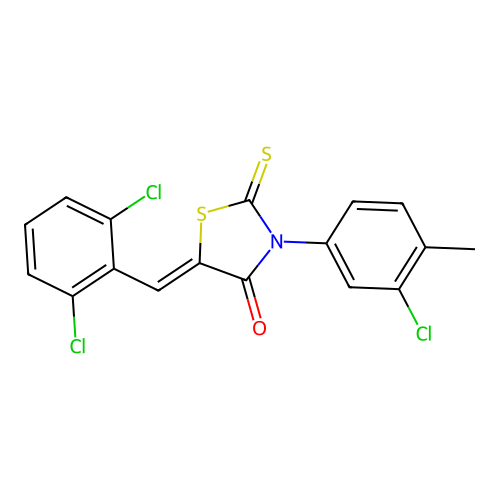 (Z)-3-(3-chloro-4-methylphenyl)-5-(2,6-dichlorobenzylidene)-2-thioxothiazolidin-4-one structure