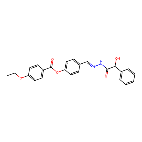 4-{(E)-[2-(2-hydroxy-2-phenylacetyl)hydrazono]methyl}phenyl 4-ethoxybenzoate structure
